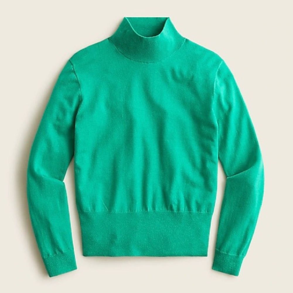 Mockneck silk-blend sweater with ribbed trim